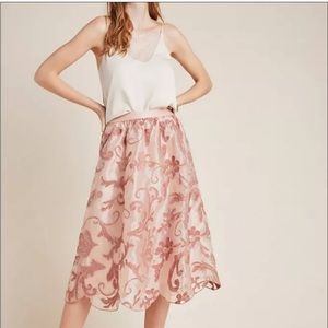 Maeve by Anthropologie, pink brocade skirt